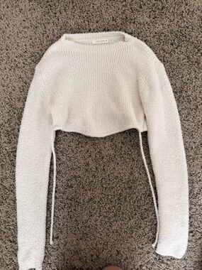 12th Tribe Cream Textured Knit Pullover